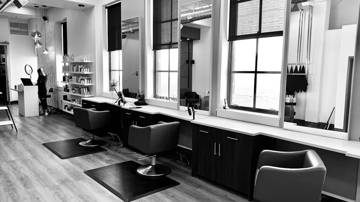 Luxury beauty salon with a customer receiving a treatment