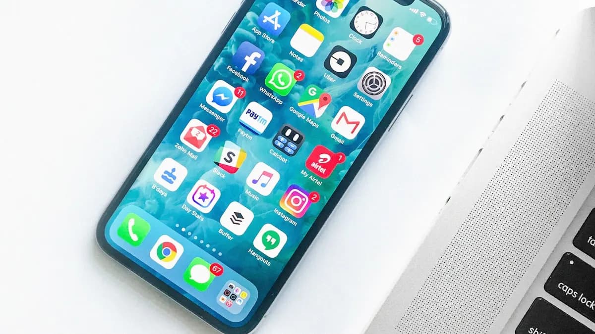 Smartphone display on a retail counter